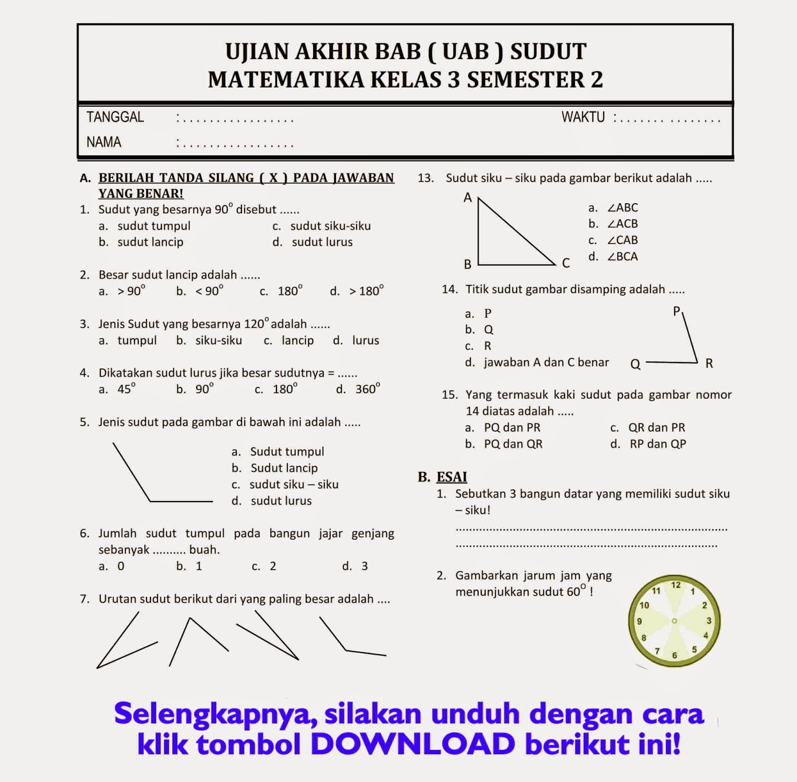 Contoh soal kelas 3 tema 2 semester 1 Contoh soal kelas 3 tema 2 semester 1