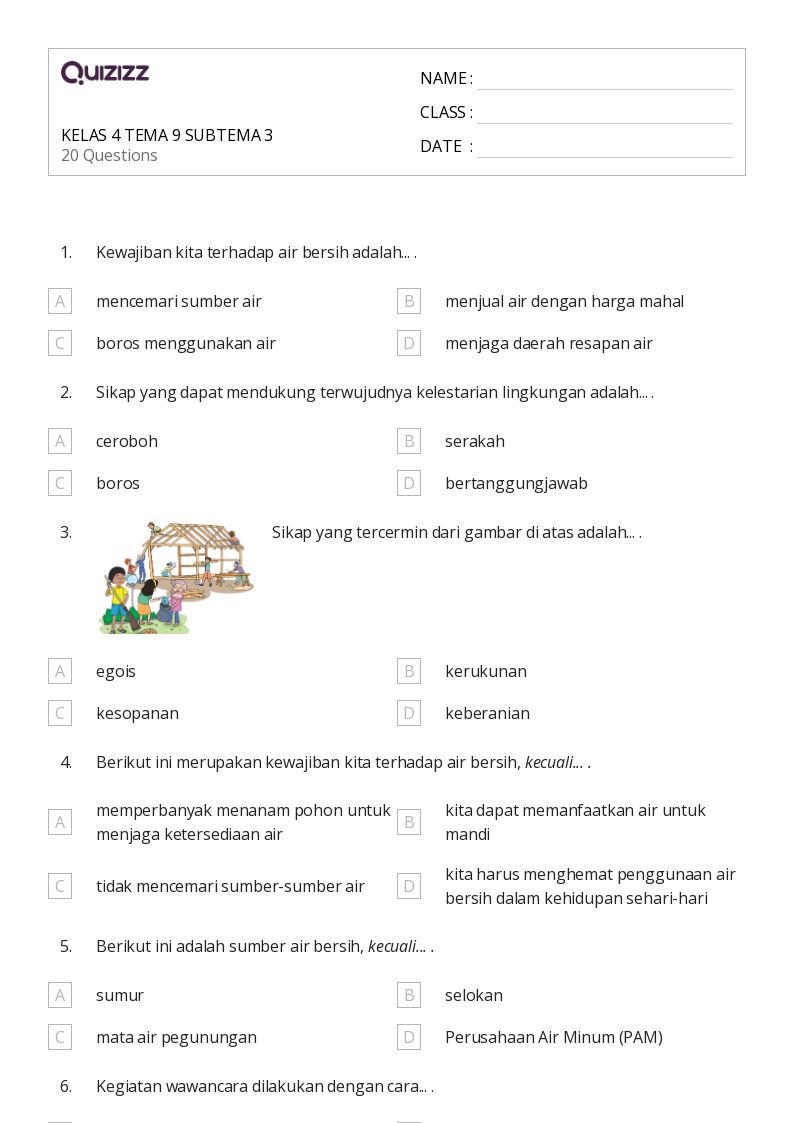 Menguasai Lingkungan dan Sumber Energi: Kumpulan Soal Latihan Kelas 4 Tema 9 Subtema 3 Menguasai Lingkungan dan Sumber Energi: Kumpulan Soal Latihan Kelas 4 Tema 9 Subtema 3