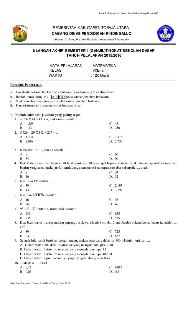 Tingkatkan Prestasi Matematika Anak Anda: Panduan Lengkap Mengunduh Soal Matematika Kelas 6 Semester 1 PDF Tingkatkan Prestasi Matematika Anak Anda: Panduan Lengkap Mengunduh Soal Matematika Kelas 6 Semester 1 PDF