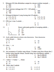 40 Soal PAS Matematika Kelas 4 Semester 1