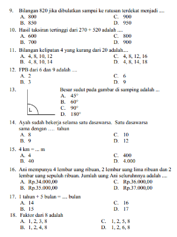 15 Contoh Soal Matematika Kelas 4 Semester 1 yang Sering Keluar di Ujian Akhir 2026
