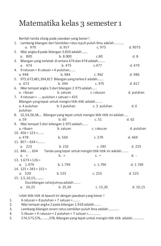 7 Rahasia Nilai Sempurna dengan Latihan Soal Matematika Kelas 3 Semester 1 Terbaru 2026